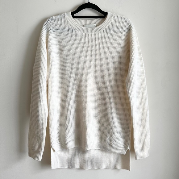 Wilfred Free Isabelli Waffle Knit Crew Neck Sweater Merino Wool Women XXS Hi Lo - Picture 2 of 11